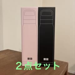 ユニクロ感謝祭　炭酸対応　ステンレスボトル　ピンク＆ブラック　2点セットのサムネイル