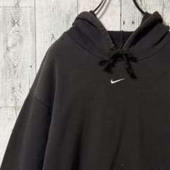NIKE ナイキ センター刺繍ロゴ スウェットパーカー メキシコ製 LARGE黒