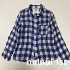 美品 nuinui 1st 鎌倉 ハンドメイド リネン長袖シャツ チェック 麻 