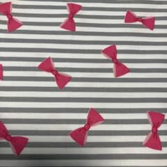 リボン柄 ストライプ 生地 はぎれのサムネイル