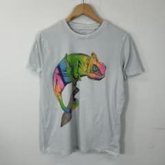 希少！カラフル カメレオン アート Tシャツ ライトグレー S-M相当 アニマルのサムネイル
