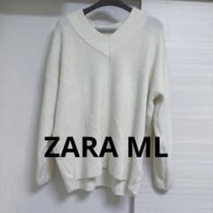 ZARA 자라 V 넥 니트 흠뻑 느긋하게 화이트 ML