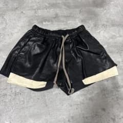 rick owens風レザーショートパンツ ブラック - メルカリ