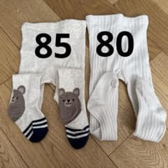 ベビータイツ80、85cmクマ　ニット