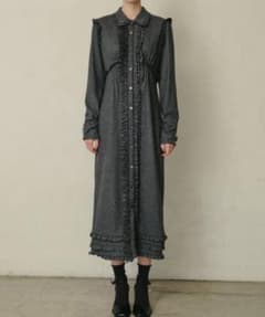 LE CIEL BLEU フリル ロングシャツワンピース グレー LE CIEL BLEU フリル ロングシャツワンピース グレー - メルカリ