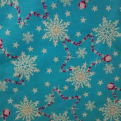 雪の結晶×ピンク星 生地 はぎれのサムネイル