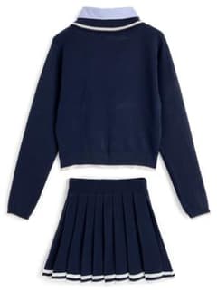ポロニットトップス×インパン裏地付きプリーツミニスカート