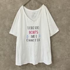 Terra & Sky 半袖 Tシャツ Vネック ロゴ ホワイト 2X