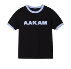 AAKAM ロゴTシャツ ブラック/ライトブルー サイズ2