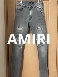 AMIRI グレー ダメージストレートデニム - メルカリ