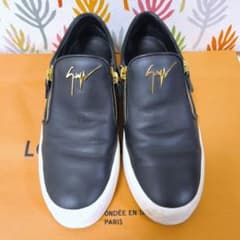 美品】ジュゼッペザノッティ 金ジップ スリッポン レザースニーカー 黒