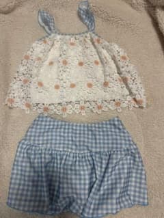 レーストップとチェック柄スカートセット 水着130のサムネイル