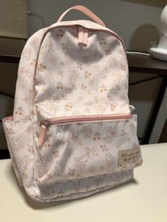 大容量大きく開閉で中身が見やすいミニーマウス×ピンク花柄リュック補助ベルト付きのサムネイル