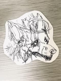 手描きイラスト ペン画 アート　オオカミのサムネイル