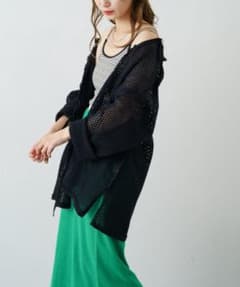 Kastane メッシュ襟付きオーバーカーディガンのサムネイル