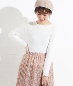 ナチュラルクチュール スカラップ編みリブニット オフホワイトのサムネイル
