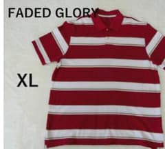 Faded Glory ポロシャツ レッド ボーダー XLのサムネイル