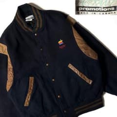 90s】【Apple】【カナダ製】刺繍 企業 スタジャン ジャケット レア