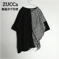 新品タグ付き　ZUCCa　ズッカ　ギンガムドッキングジャージィー　半袖トップス 新品タグ付き ZUCCa ズッカ ギンガムドッキングジャージィー 半袖