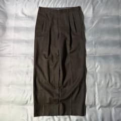 00s old ブラウン ピュアニューウール ツータック ワイドスラックス