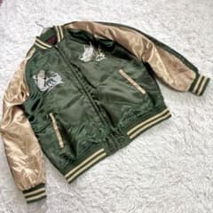 【新品・タグ付き】一心如鏡 鷲刺繍 スカジャン グリーン ゴールド 3Lサイズ 新品・タグ付き】一心如鏡 鷲刺繍 スカジャン グリーン ゴールド