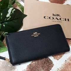 COACH コーチ 黒レザー長財布アウトレットのサムネイル