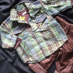 ★新品★3点セット★グリーン系★95★チェック柄♪のサムネイル