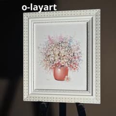 手書き油絵 花瓶の花 額付 肉筆絵画 油彩画 - メルカリ