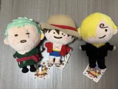 YURUTTO ONE PIECE ぬいぐるみ ルフィ ゾロ サンジ3体セットのサムネイル