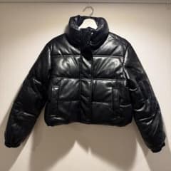 GAP フェイクレザー クロップドパファージャケット ブラック XSのサムネイル