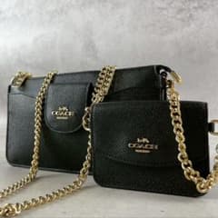 Good Condition Coach Poppy Crossbody Bag Shoulder Bag 2 Way Black