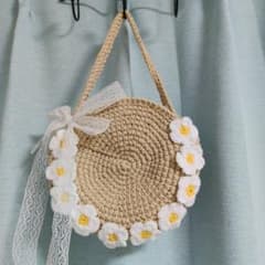 フラワーモチーフ編み込みバッグのサムネイル