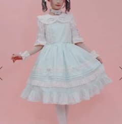 Chalmiere シャルミエール はしごレース ジャンパースカート ミント