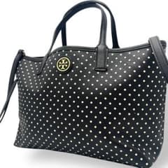 極美品 トリーバーチ 2wayショルダーバッグ ドットレザー ブラック 