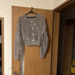 シャギーニット カーディガン グレー 長袖のサムネイル