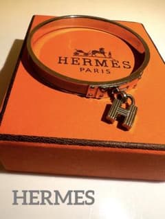 エルメス バングル ケリー Hカデナレザー シルバー ベージュ ヴィンテージ エルメス バングル ケリー Hカデナレザー シルバー ベージュ