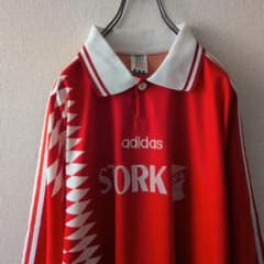 90s イングランド製 アディダス 刺繍 センターロゴ ストライプ ゲームシャツ 90s adidasイクイップメント ラガーシャツ 長袖ゲームシャツ 青 L