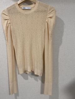 ZARA ベージュ レース編み 長袖 Mのサムネイル