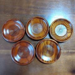 木製 茶托 5客セット 渦巻き模様のサムネイル