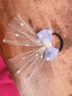 リボン ヘアゴム ハンドメイド 青のサムネイル