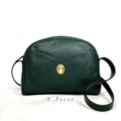 【美品】ディオール　ショルダーバッグ　CD　オーバル　ゴールド金具　レザー　緑 美品】ディオール ショルダーバッグ CD オーバル ゴールド金具 レザー