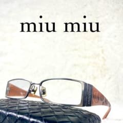美品 miu miu ミュウミュウ メガネ シルバーフレーム バラ柄テンプル
