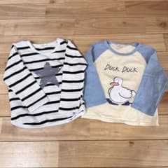 長袖Tシャツ 長袖カットソー 2枚セット 星柄 アヒル柄 男の子のサムネイル
