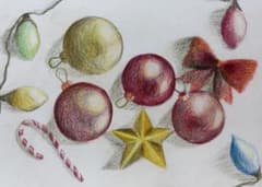 クリスマスオーナメント 色鉛筆画 イラストのサムネイル