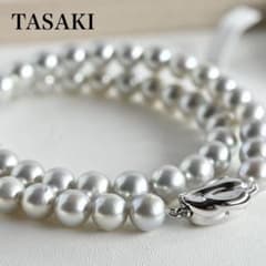 最高品位・花珠】タサキ アコヤ パール ネックレス グレー 大珠 8mm 