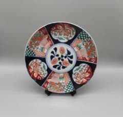 古伊万里 染錦大皿『鳳凰』花紋様 色絵 飾皿 直径約31cm　骨董