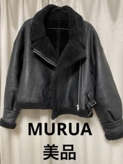 【美品◎】MURUA ベルトフェイクムートンブルゾン ブラック  freeのサムネイル