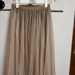ベージュ チュール プリーツ ロングスカートのサムネイル