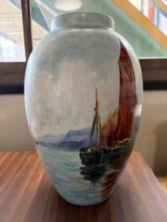 帆船風景画 陶器 花瓶 - メルカリ