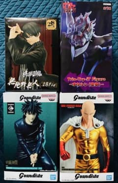 人気アニメキャラクター フィギュア 4種セット 呪術廻戦 ワンパンマン 他